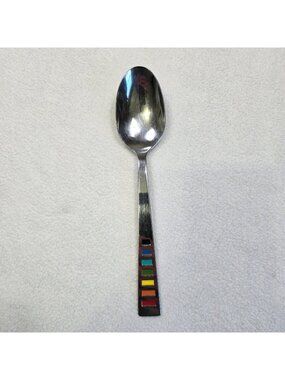 Fiesta Celebration Homer Laughlin Stainless Steel Soup Spoon Rainbow Handle